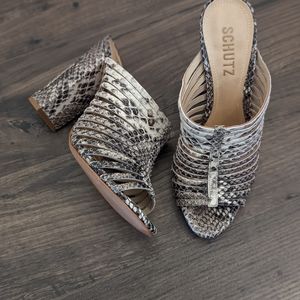 Schutz Snake Print Sandals SZ 7B